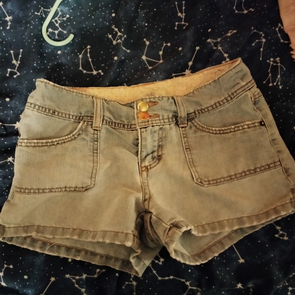 Button up jean shorts